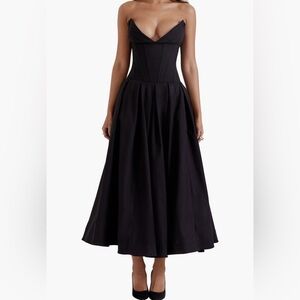 House of CB Black Lady Strapless Midi Dress